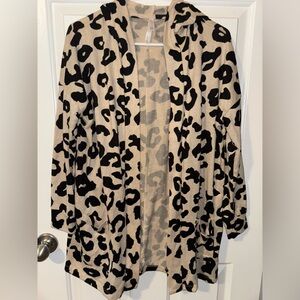 Cozy Casual Black and Tan Animal Print Cardigan